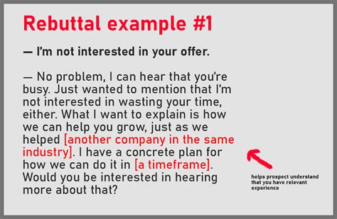 sales rebuttals for not interested.